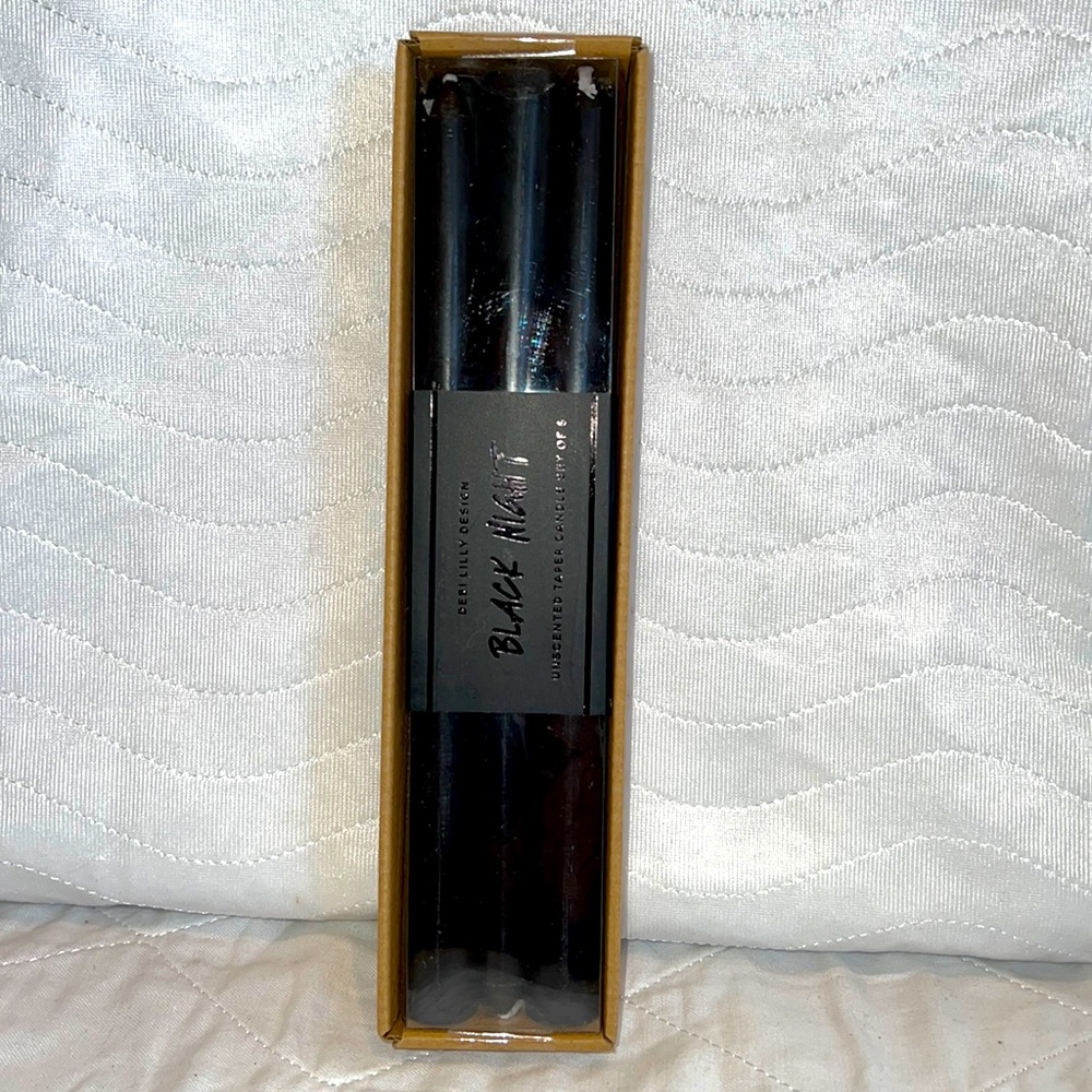 Debi Lilly Design Black Night Unscented Taper Candles 🕯 Set Of 6 New In Box